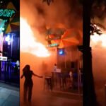 Raging fire at a Bangkok night pub